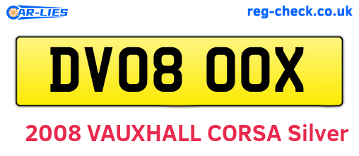 DV08OOX are the vehicle registration plates.