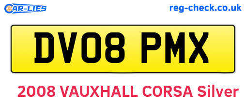 DV08PMX are the vehicle registration plates.