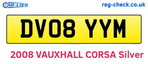 DV08YYM are the vehicle registration plates.
