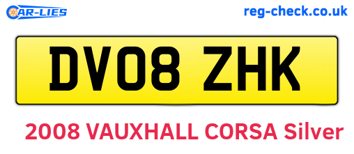 DV08ZHK are the vehicle registration plates.