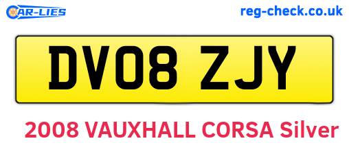 DV08ZJY are the vehicle registration plates.
