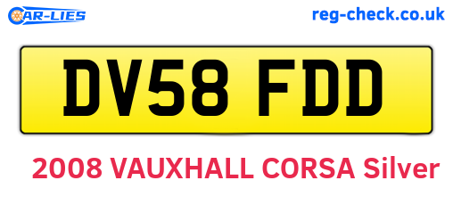 DV58FDD are the vehicle registration plates.