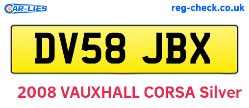 DV58JBX are the vehicle registration plates.