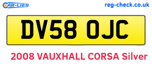 DV58OJC are the vehicle registration plates.