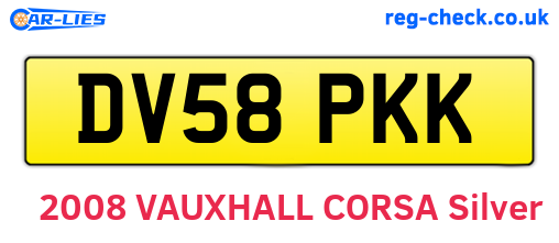 DV58PKK are the vehicle registration plates.