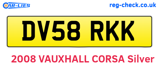 DV58RKK are the vehicle registration plates.