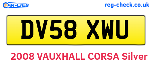 DV58XWU are the vehicle registration plates.