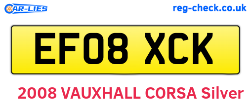 EF08XCK are the vehicle registration plates.
