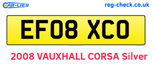 EF08XCO are the vehicle registration plates.