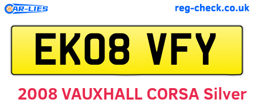 EK08VFY are the vehicle registration plates.