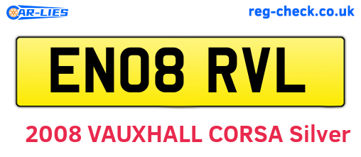 EN08RVL are the vehicle registration plates.