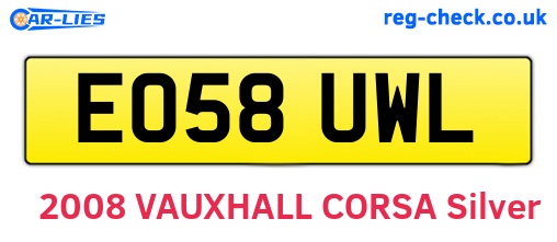 EO58UWL are the vehicle registration plates.