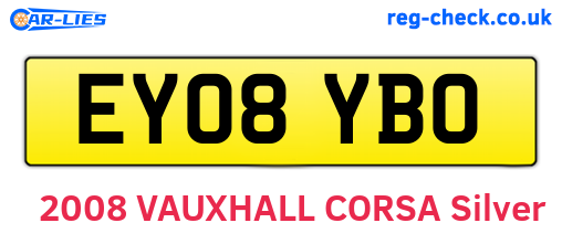 EY08YBO are the vehicle registration plates.