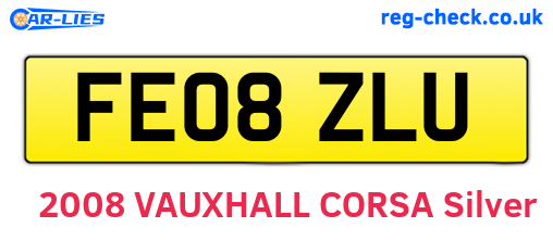 FE08ZLU are the vehicle registration plates.