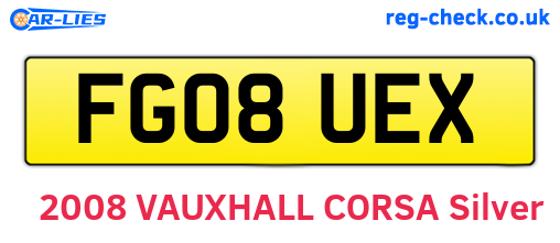 FG08UEX are the vehicle registration plates.