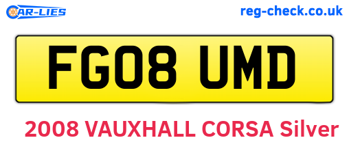 FG08UMD are the vehicle registration plates.