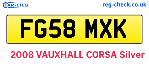 FG58MXK are the vehicle registration plates.