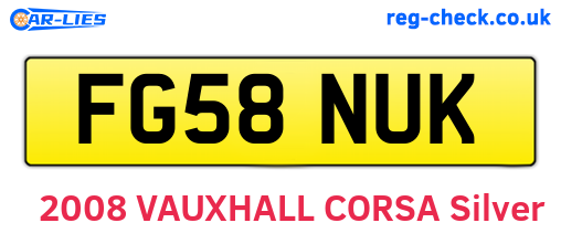 FG58NUK are the vehicle registration plates.