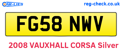 FG58NWV are the vehicle registration plates.