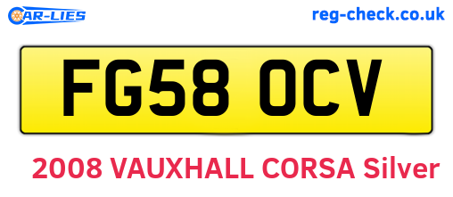 FG58OCV are the vehicle registration plates.