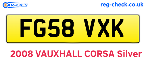 FG58VXK are the vehicle registration plates.