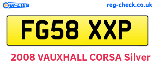 FG58XXP are the vehicle registration plates.
