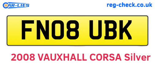FN08UBK are the vehicle registration plates.