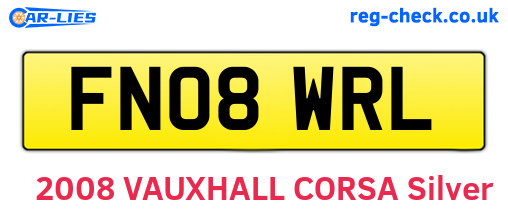 FN08WRL are the vehicle registration plates.