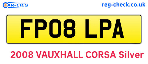 FP08LPA are the vehicle registration plates.