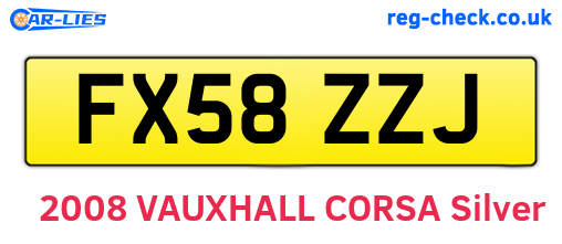 FX58ZZJ are the vehicle registration plates.