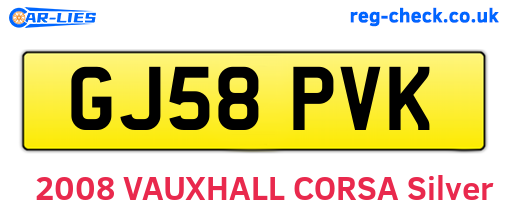 GJ58PVK are the vehicle registration plates.
