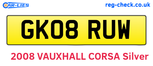 GK08RUW are the vehicle registration plates.