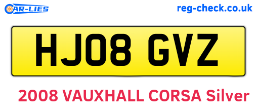 HJ08GVZ are the vehicle registration plates.