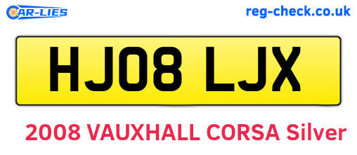 HJ08LJX are the vehicle registration plates.