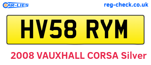 HV58RYM are the vehicle registration plates.
