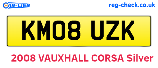 KM08UZK are the vehicle registration plates.
