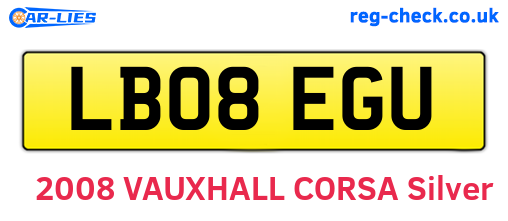 LB08EGU are the vehicle registration plates.