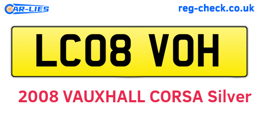 LC08VOH are the vehicle registration plates.