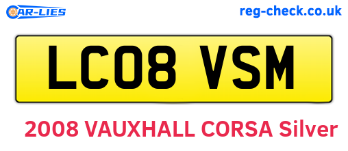 LC08VSM are the vehicle registration plates.