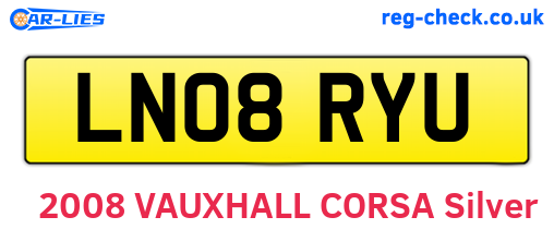 LN08RYU are the vehicle registration plates.