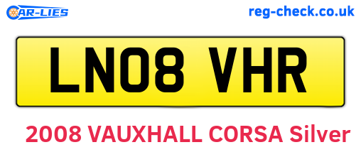 LN08VHR are the vehicle registration plates.