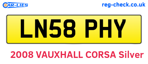 LN58PHY are the vehicle registration plates.