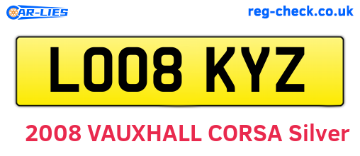 LO08KYZ are the vehicle registration plates.