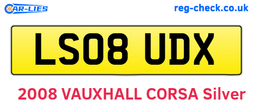 LS08UDX are the vehicle registration plates.