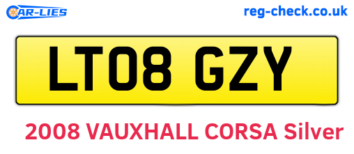 LT08GZY are the vehicle registration plates.