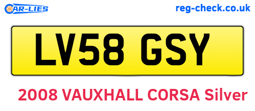 LV58GSY are the vehicle registration plates.