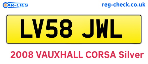 LV58JWL are the vehicle registration plates.