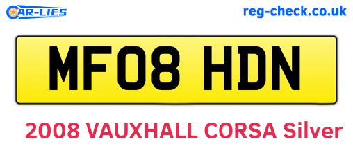 MF08HDN are the vehicle registration plates.