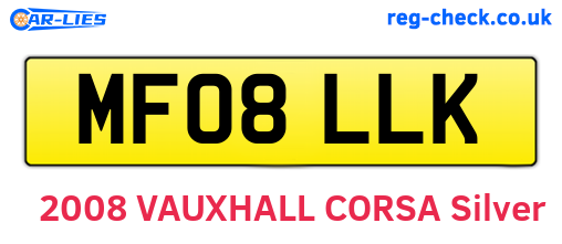MF08LLK are the vehicle registration plates.