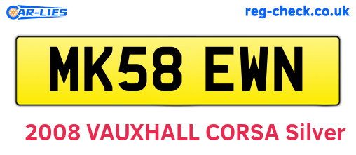 MK58EWN are the vehicle registration plates.